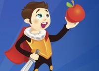 Ilustración hombre, espada y manzana