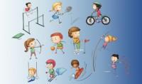 Ilustración niños haciendo deporte
